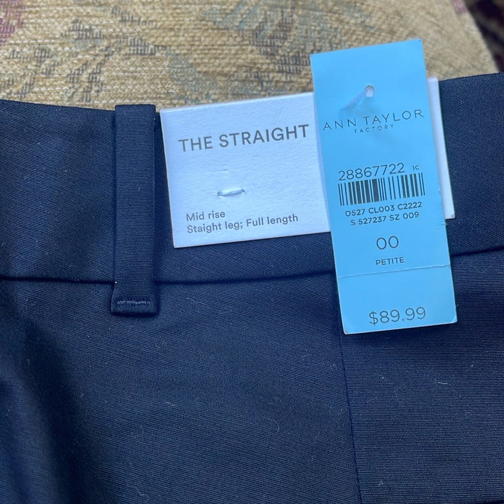 Ann Taylor Factory The Straight Full Length Black Pants 00 Petite NWT